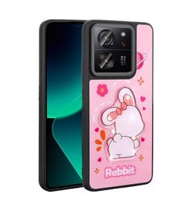 Xiaomi Mi 13T Kılıf Parlayan Kabartmalı İkonik Figürlü Amas Silikon Kapak (Pembe)