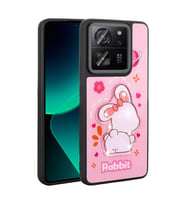 Xiaomi Mi 13T Kılıf Parlayan Kabartmalı İkonik Figürlü Amas Silikon Kapak (Pembe)