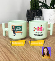 Kişiye Özel Karikatürlü Sınıf Öğretmeni Hediye Pastel T Kupa Kadın Sınıf Öğretmenine Öğretmenler Günü Hediyesi (Yeşil)
