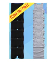 Mood Agenda Erkek Çocuk İkili Set Pamuklu Penye 6 Atlet 6 Boxer (Gri-Sıyah) (Gri - Siyah)
