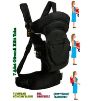 Çift Yönlü Bebek Taşıma Kangurusu Bel Destekli Ergonomik Bebek Taşıyıcı Kanguru (Siyah)