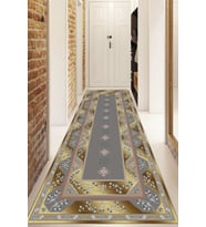 Dijital Baskılı Kaymaz Taban Yıkanabilir Modern Yolluk Ve Koridor Halısı NDU-SD-601 (Gold)