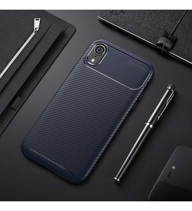 Uyumlu Model Apple iPhone XR 6.1 Kılıf Karbon Silikon Case (Lacivert)