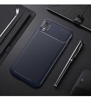 Uyumlu Model Apple iPhone XR 6.1 Kılıf Karbon Silikon Case (Lacivert)