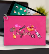 BK Gift Kişiye Özel İsimli-4 Tablet Çantası 30x21cm(12 Renk Seçeneği), Ipad Çantası, Baskılı Tablet Kılıfı (Fuşya)