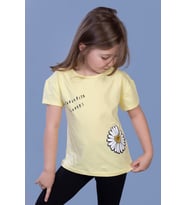 Toontoy Kız Çocuk Papatya Baskılı Tişört (Sarı)
