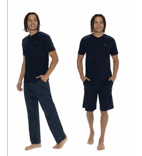 U.S. Polo Assn. Erkek 3'lü Düğmeli Pijama Takımı (Lacivert)