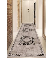 Dijital Baskılı Kaymaz Taban Yıkanabilir Modern Yolluk Ve Koridor Halısı NDU-SD-1051 (Krem)