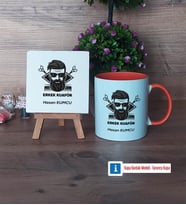 Erkek Kuaförü Dekoratif Taş, Kupa Bardak Kırmızı Hediye (Model 12)