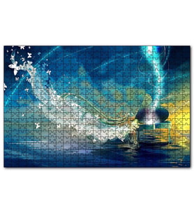 Cakapuzzle Piyanist Kız ve Kelebeklerden Elbisesi  Puzzle Yapboz MDF (Ahşap) (255 Parça)