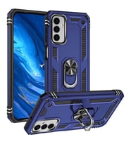 Galaxy M23 Kılıf Zore Vega Yüzüklü Standlı Zırh Kılıf (Mavi)
