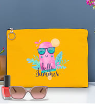 BK Gİft Yaz Temalı-5 Astarlı Portföy Çanta 30x21cm(12 Renk Seçeneği), Baskılı El Çantası, Organizer Çanta (Sarı)