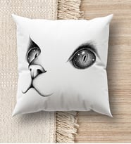 BK Gift Kedi Tasarımlı Beyaz Kırlent Yastık, Ev Hediyesi, Ev Dekorasyonu, Dekoratif Hediye (Model 1)