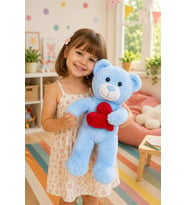 50 cm Kalpli Peluş  Sevimli Ayıcık (Mavi)