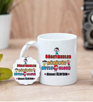 Öğretmenler Günü Hediye Seti Kupa Bardak ve Anahtarlık (Beyaz)
