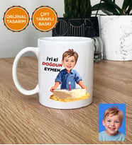 Kişiye Özel Karikatürlü Erkek Çocuğa Hediye Kupa Bardak Erkek Çocuk Hediyeleri Doğum Günü Hediyesi (Beyaz)