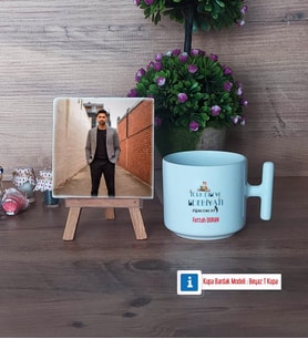 Erkek Türk Dili ve Edebiyatı Öğretmenine Hediye Fotoğraflı Dekoratif Taş, Kupa Bardak Beyaz Hediye (Model 12)