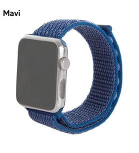 Ally Apple Watch 7-8 41mm 6-5-4 40mm Nylon Loop Spor Kayış Kordon 3-2-1 38mm (Mavi)