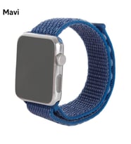Ally Apple Watch 7-8 41mm 6-5-4 40mm Nylon Loop Spor Kayış Kordon 3-2-1 38mm (Mavi)