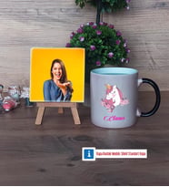 Unicorn Fotoğraflı Dekoratif Taş, Kupa Bardak Beyaz Hediye (Model 9)