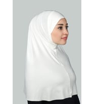 Hazır Türban Pratik Eşarp Tesettür Hijab - Namaz Örtüsü (XL) (Ekru)