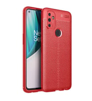 One Plus Nord N100 Kılıf Deri Tarzı Niss Silikon Case (Kırmızı)