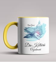 Kişiye Özel Din Kültürü Öğretmeni Tasarımlı Siyah Renk Kupa 3 (Sarı)