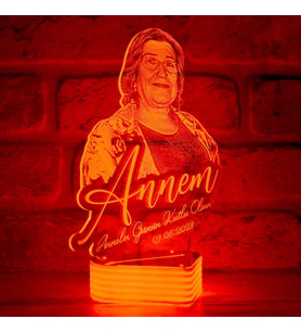 Kişiye Özel Anneler Günü Hediyesi, Led Aydınlatma (Kırmızı)