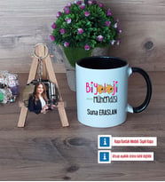 Biyoloji Mühendisi Kupa Bardak Beyaz ve Fotoğraflı Ahşap Anahtarlık Hediye (Model 11)