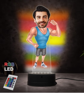 Doğum Günü Hediyesi,Sevgiliye Hediye, Kişiye Özel Fotoğraflı Sporcu Karikatür 3D Led Lamba (RGB)