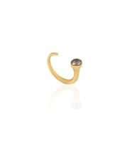 Kadir Jewellery 22 Ayar Altın Kaplama Zirkon Taşlı Ayarlanabilir Kadın Minimal Yüzük (Pembe)