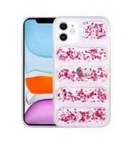 Uyumlu Model Apple iPhone 11 Kılıf Kamera Korumalı Simli Airbag'li Dalga Kapak (Koyu Pembe)
