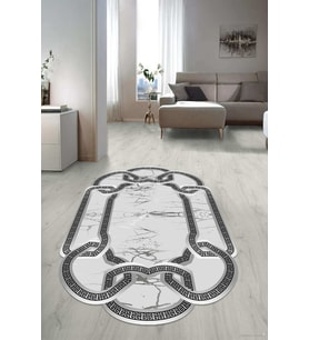 Dijital Baskılı Kaymaz Taban Yıkanabilir Lazer Kesim Salon Halısı Yolluk NLZR-SD-771 (Gri)