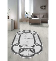 Dijital Baskılı Kaymaz Taban Yıkanabilir Lazer Kesim Salon Halısı Yolluk NLZR-SD-771 (Gri)