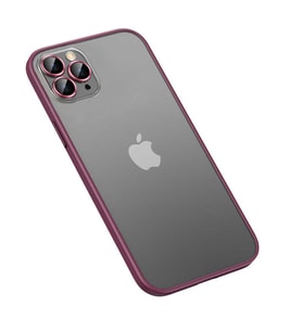 iPhone 12 Pro Max Kılıf Retro Kamera Lens Korumalı Renkli Lüx Mat Kapak (Koyu Mor)