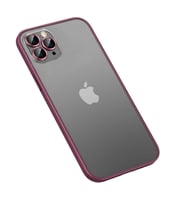 iPhone 12 Pro Max Kılıf Retro Kamera Lens Korumalı Renkli Lüx Mat Kapak (Koyu Mor)