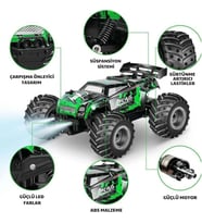 Uzaktan Kumandalı Şarjlı Led Işıklı Drift Atan 20 Km Hız Yapan Yüksek Hızlı Off Road Oyuncak Araba (Yeşil)