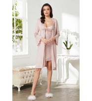 Pierre Cardin 5325 Penye Gecelik Sabahlık Pijama Takım Şort Takım 6'lı Çeyiz Seti (Pudra)