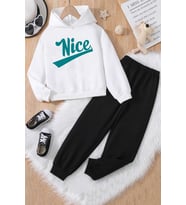 Çocuk Nice Baskılı Eşofman Takımı (Beyaz)