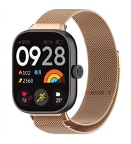 Sneezy Xiaomi Redmi Watch 4 Uyumlu Woven Wire Tasarım Metal Hasır Kordon (Rose - Gold)