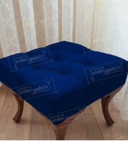Kapitoneli Makyaj Pufu Ayak Ucu Puf Ceviz Ayak (45*45) (Lacivert)