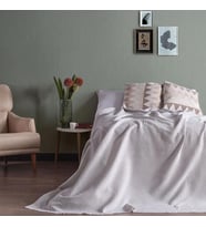 Miabella Home Çift Kişilik Kare Motifli  Desen Pike - Yatak Örtüsü (Gri)