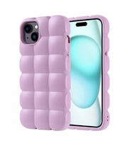 iPhone 15 Plus Kılıf Parlak Esnek Silikon Dom Dom Kılıf (Lila)