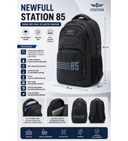NEWFULL STATİON 85 ASTARLI SIRT VE OKUL ÇANTASI-LAPTOP BÖLMELİ (Siyah)