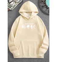Unisex Moon Phases Baskılı Sweatshirt (Bej)