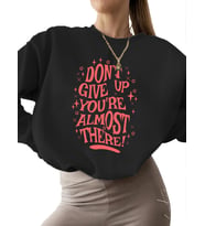 3 iplik şardonlu Bej Vazgeçme Baskılı Sweatshirt unisex erkek kalın bisiklet yaka kadın Sweatshirt (Siyah)