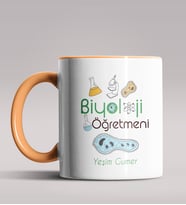 Kişiye Özel Biyoloji Öğretmeni Tasarımlı Siyah Renk Kupa Bardak 5 (Turuncu)