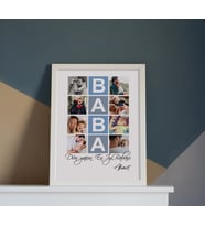Babalar Günü Hediyesi Fotoğraf Baskılı Çerçeveli Poster (Beyaz)