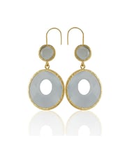 Kadir Jewellery 22 Ayar Altın Kaplama Kadın Taşlı Küpe -El İşçiliği Ve Hipoalerjenik Küpe (Gri)