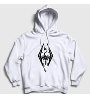 Presmono Unisex Beyaz Skyrim Oyun The Elder Scrolls V Kapüşonlu Sweatshirt 432670tt (Beyaz)